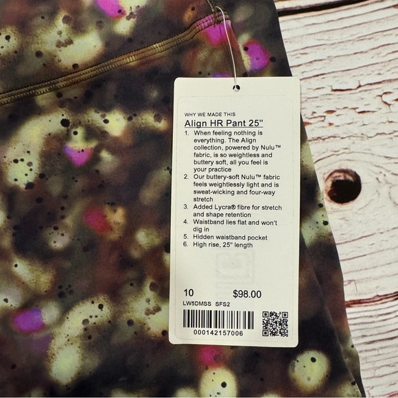 NWT Lululemon Align High-Rise Pant 25" in Soft Focus Splatter Green Multi Sz 10 - Picture 6 of 11
